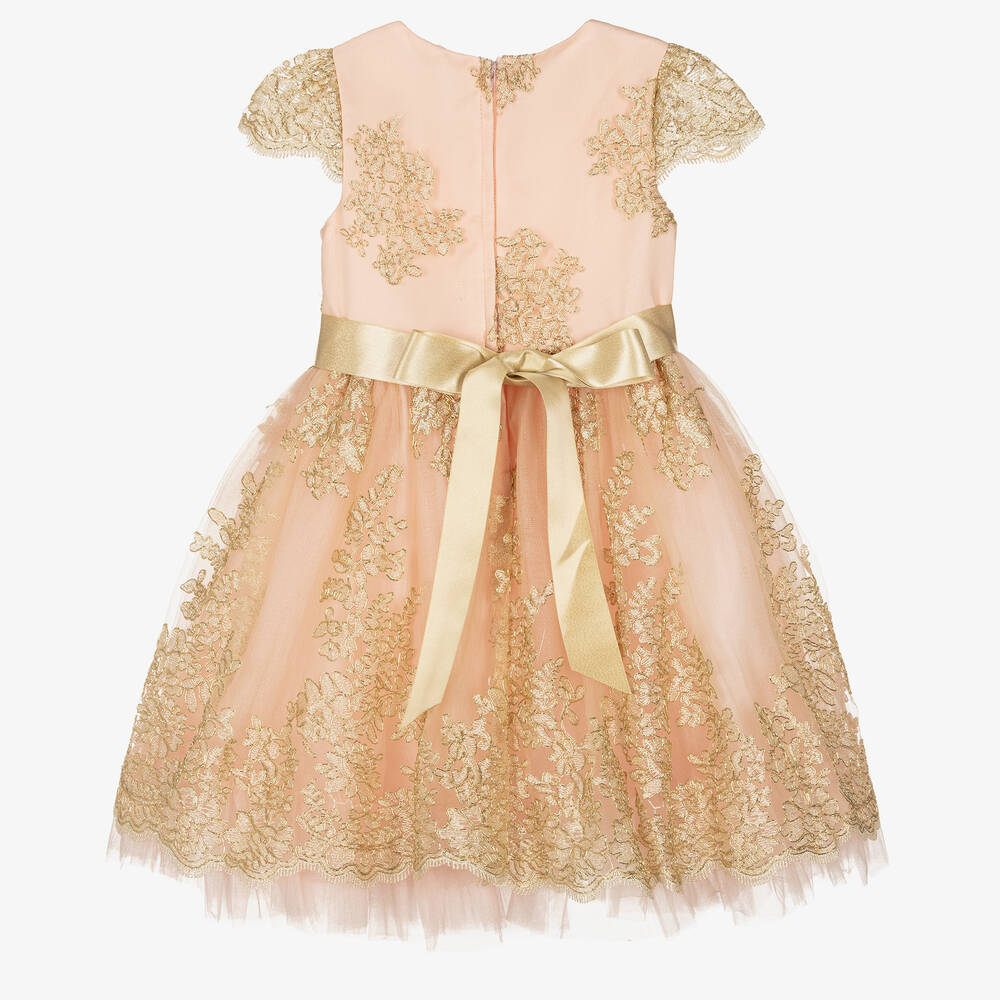 Romano-Girls Pink & Gold Lace Dress Set | Childrensalon Outlet
