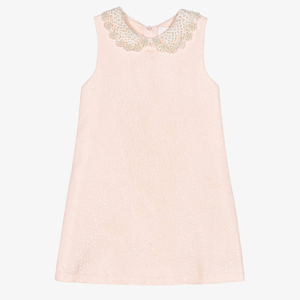 Romano-Girls Pink Pearl Collar Dress | Childrensalon Outlet