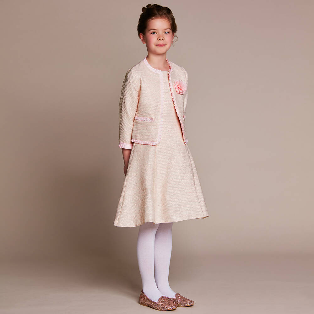 Romano-طقم فستان وبلايزر لون زهري وفضّي | Childrensalon Outlet