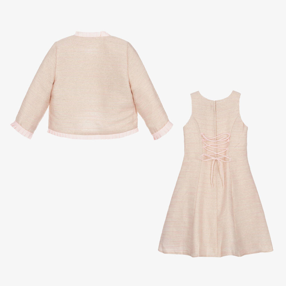 Romano-طقم فستان وبلايزر لون زهري وفضّي | Childrensalon Outlet