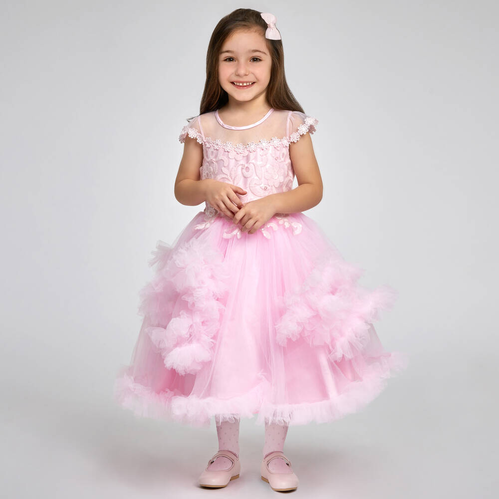 Romano-Girls Pink Tulle Dress | Childrensalon Outlet