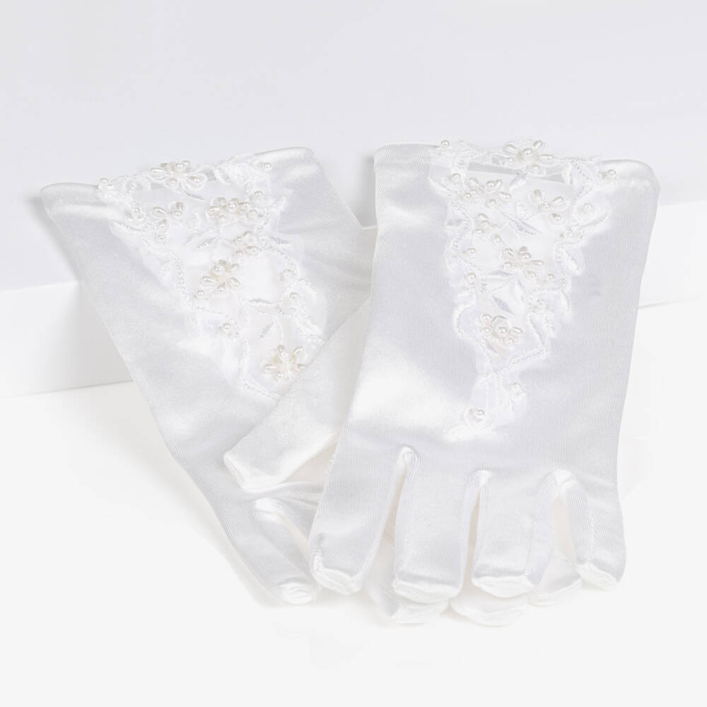 Romano-Girls Satin Floral Embroidered Gloves | Childrensalon Outlet