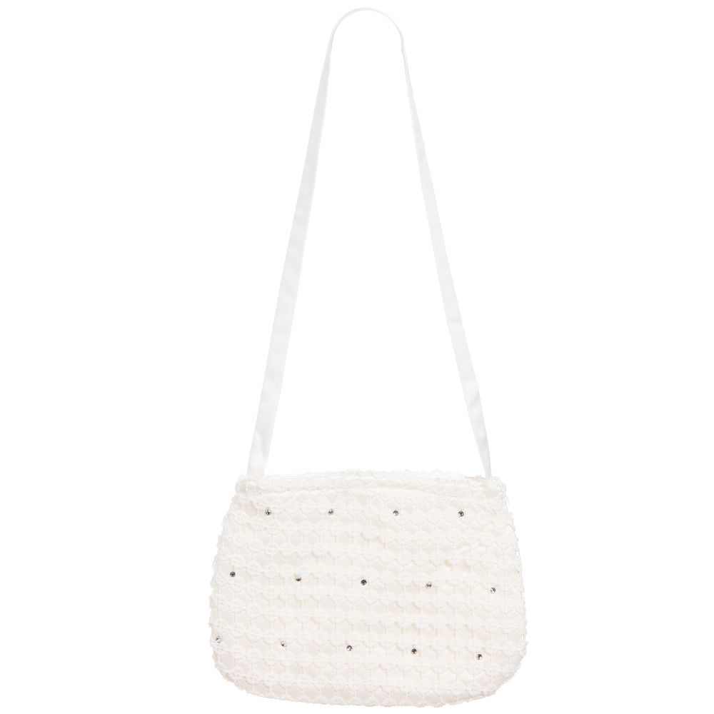 Romano Princess-فستان دانتيل لون أبيض مع حقيبة | Childrensalon Outlet