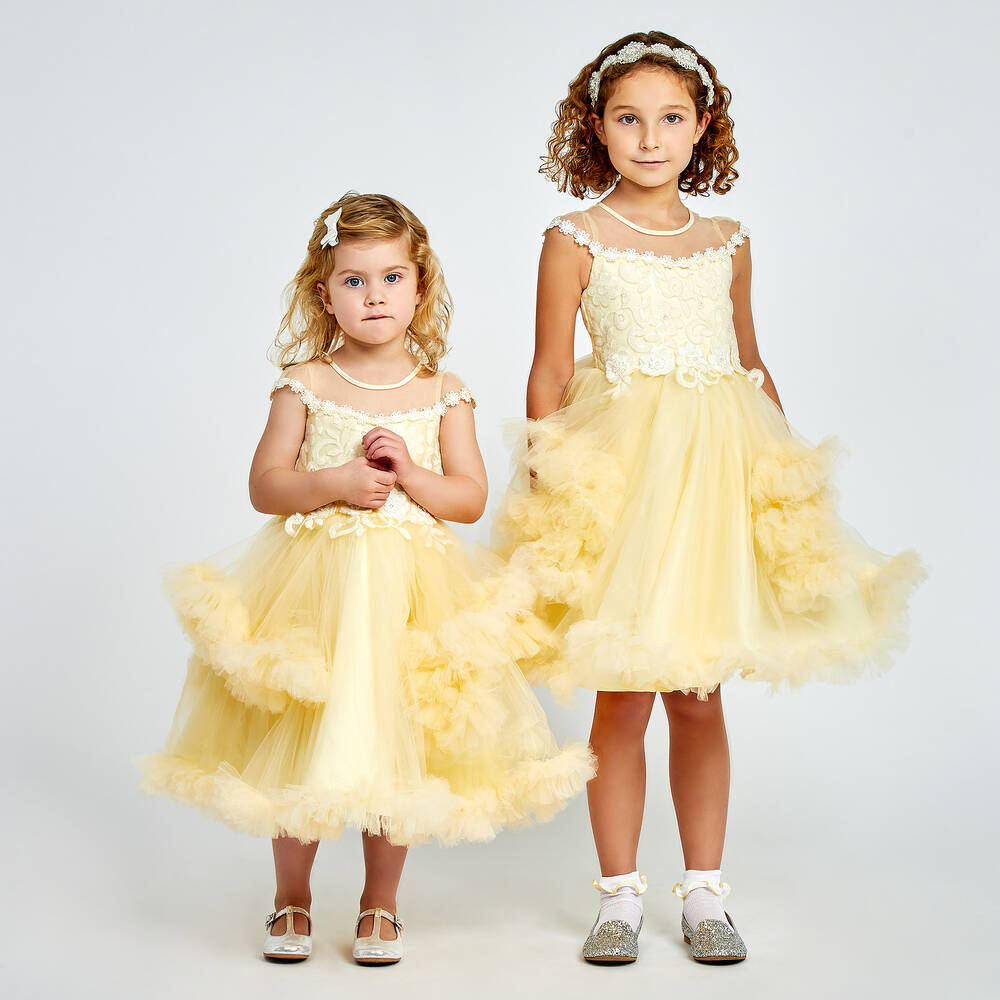 Romano-Girls Yellow Tulle Dress | Childrensalon Outlet