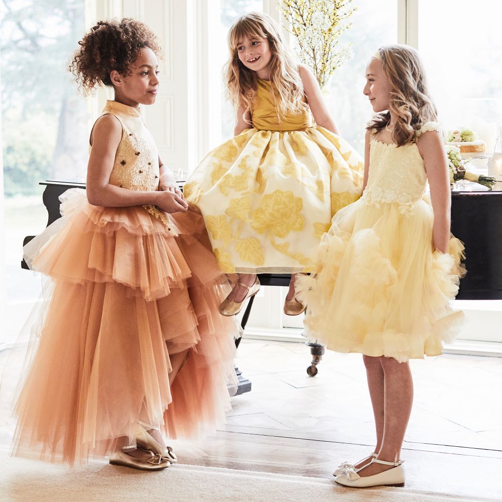 Romano-Girls Yellow Tulle Dress | Childrensalon Outlet