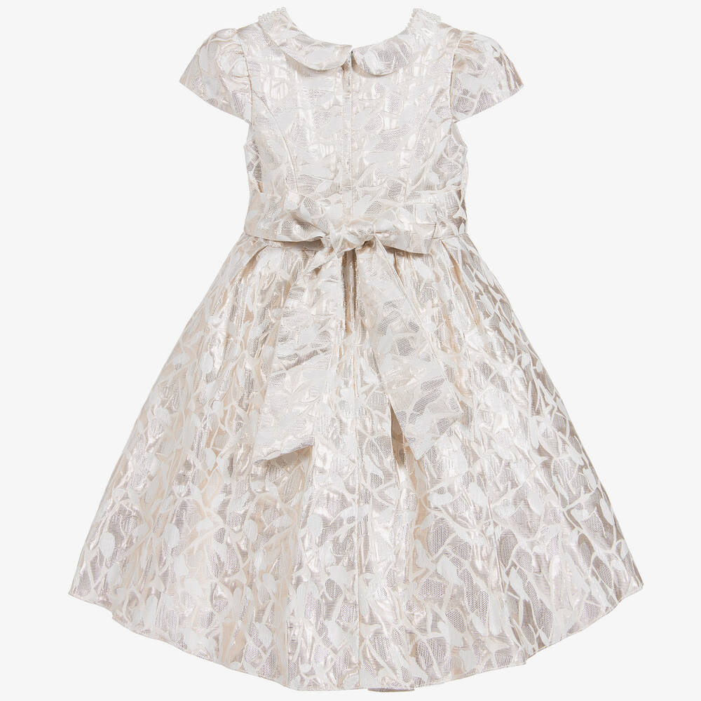 Romano Princess-Gold Brocade Pearl Dress | Childrensalon Outlet
