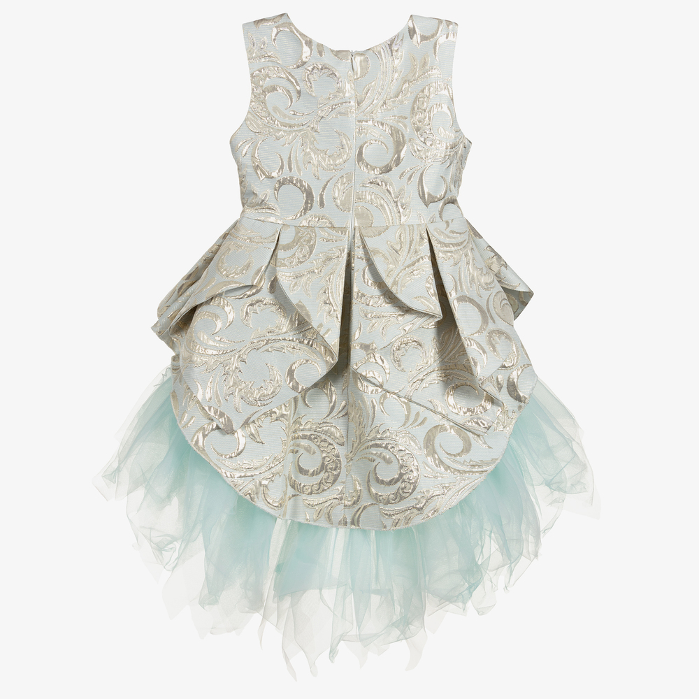 Romano Princess-فستان بروكاد وتول لون ذهبي وأخضر | Childrensalon Outlet