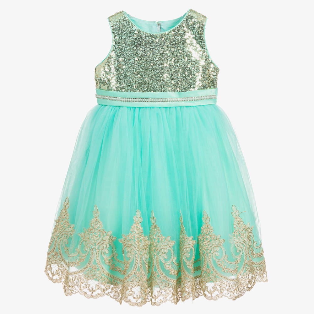 Romano Princess-Green Sequin & Tulle Dress | Childrensalon Outlet
