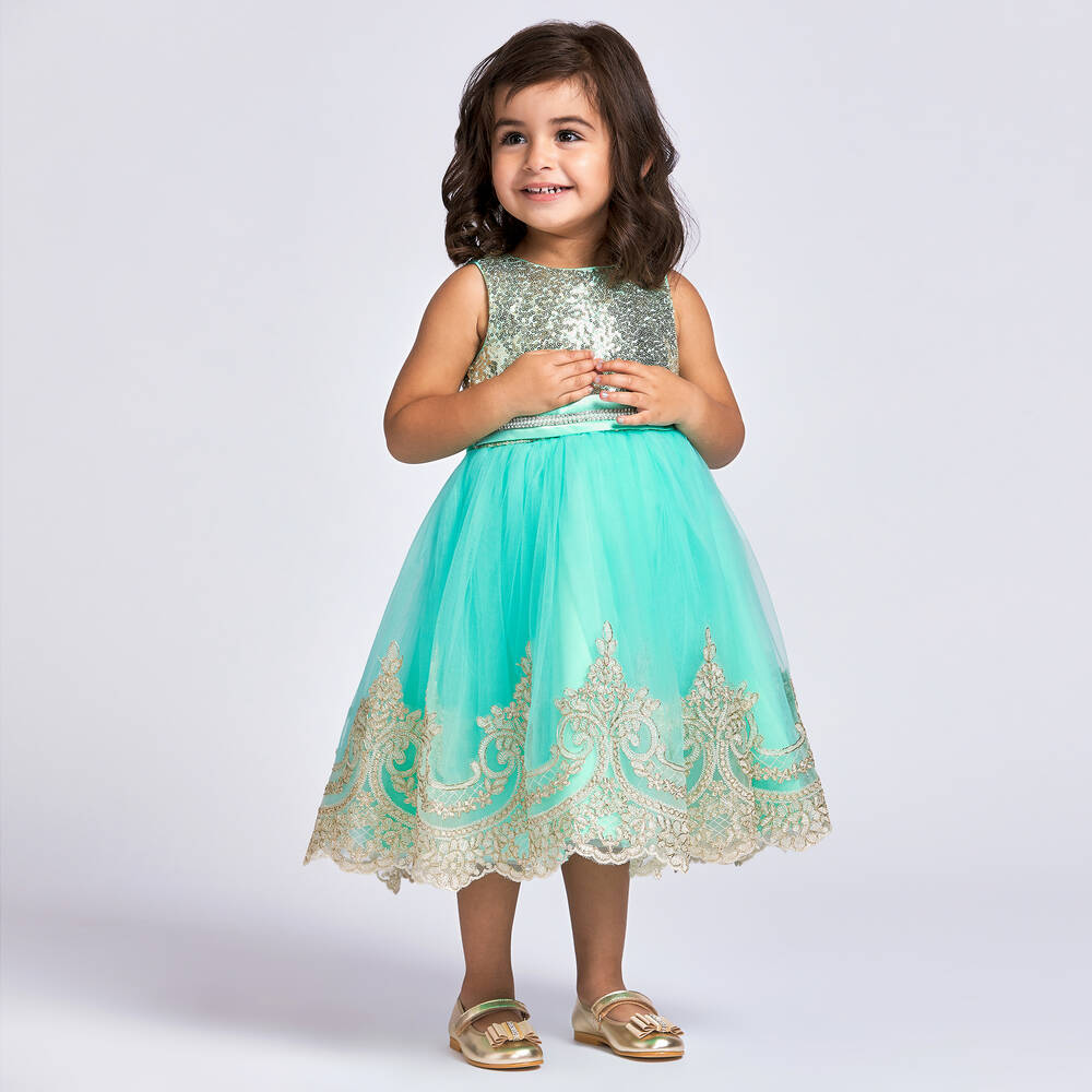 Romano Princess-Green Sequin & Tulle Dress | Childrensalon Outlet