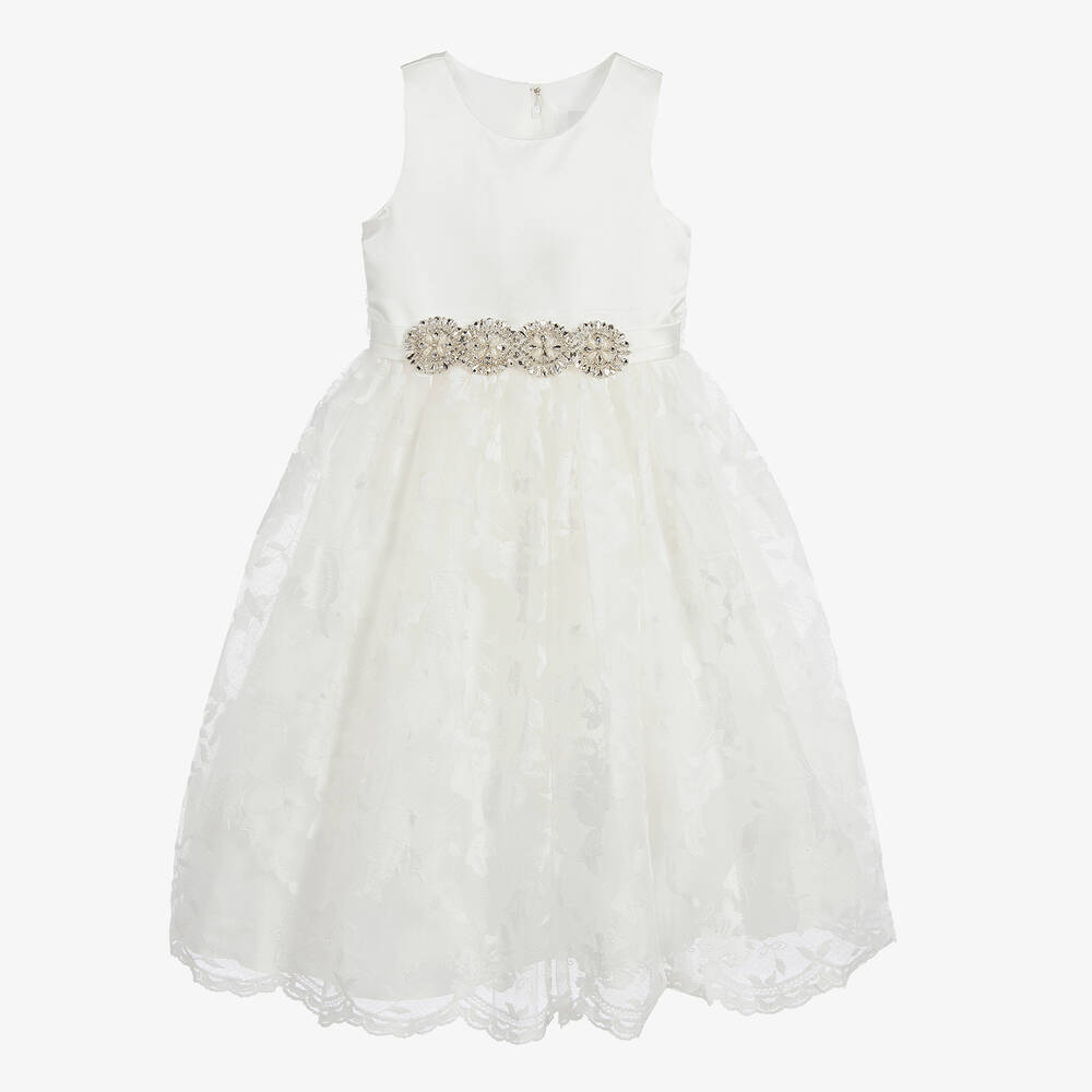 Romano Princess - Ivory Floral Lace Dress & Bag  | Childrensalon