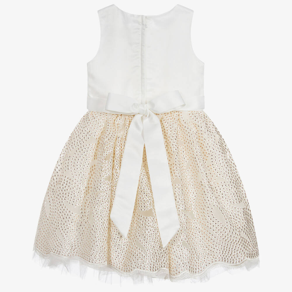 Romano Princess-فستان لون عاجي وذهبي مزين بترتر | Childrensalon Outlet