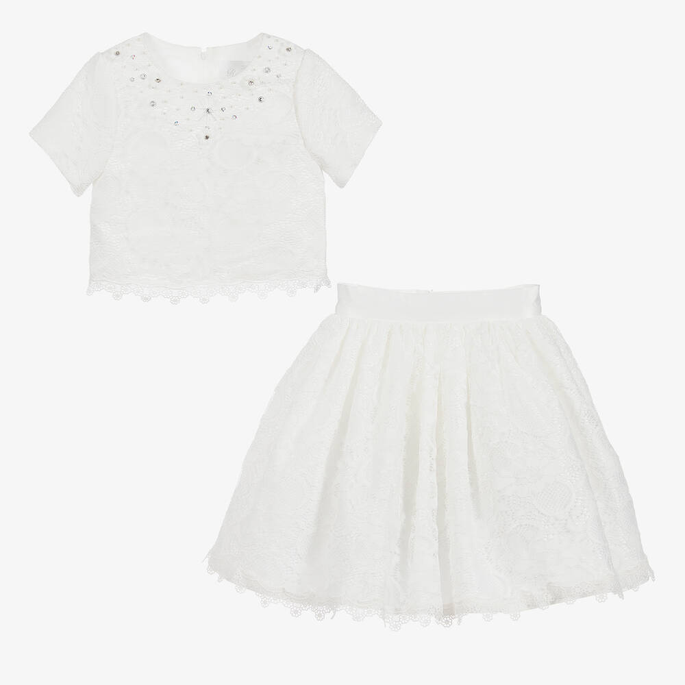 Roma e Toska Принцесса-Ivory Lace 3 Piece Outfit  | Childrensalon Outlet