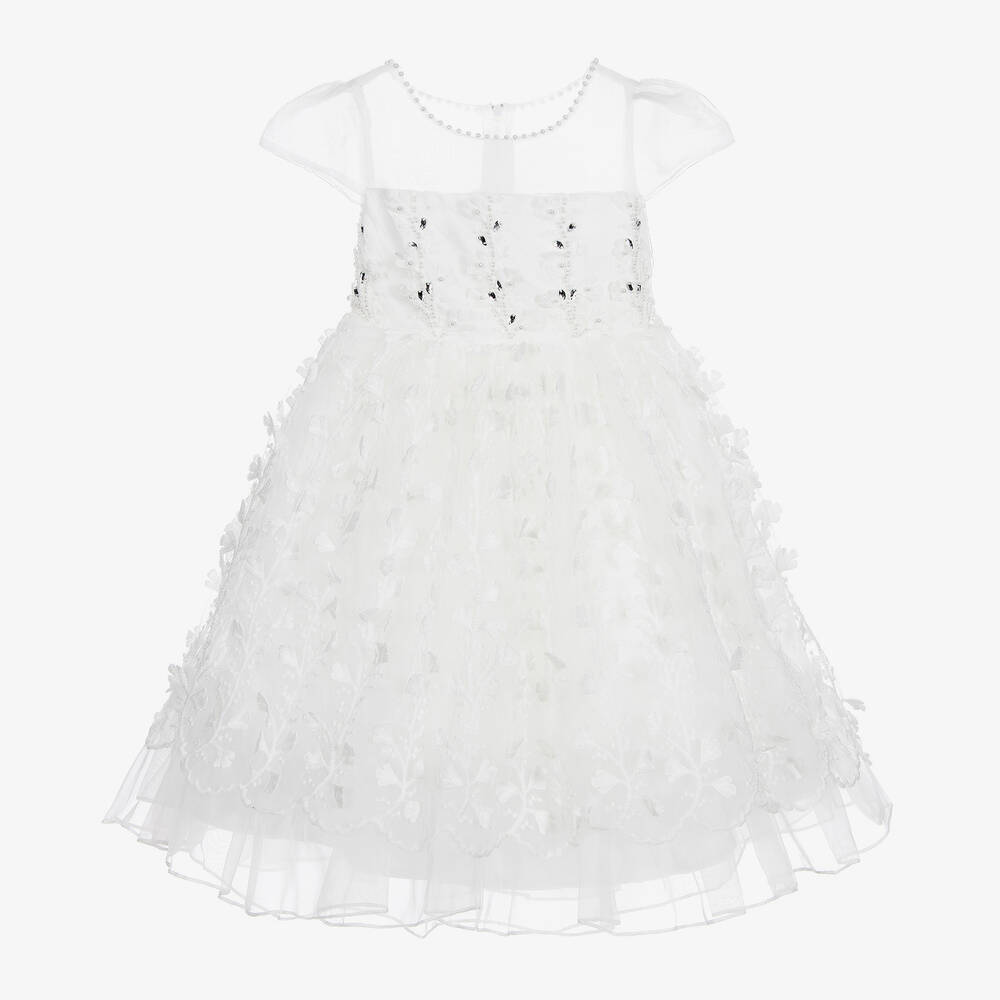 Romano Princess - Ivory Tulle Embroidered Dress  | Childrensalon