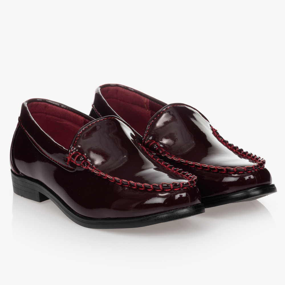 Romano - Patent Burgundy Slip-On Shoes | Childrensalon