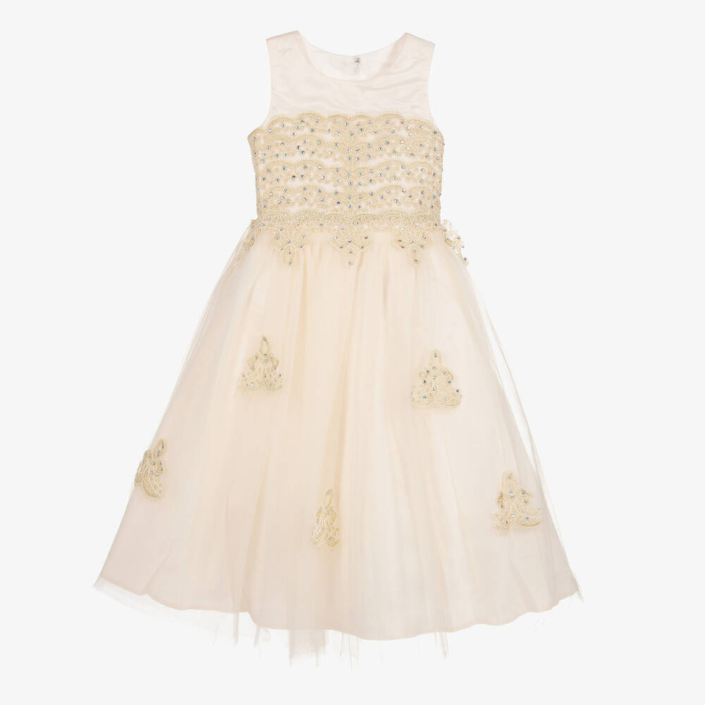 Romano Princess - Платье кружевное розового и золотистого цвета | Childrensalon