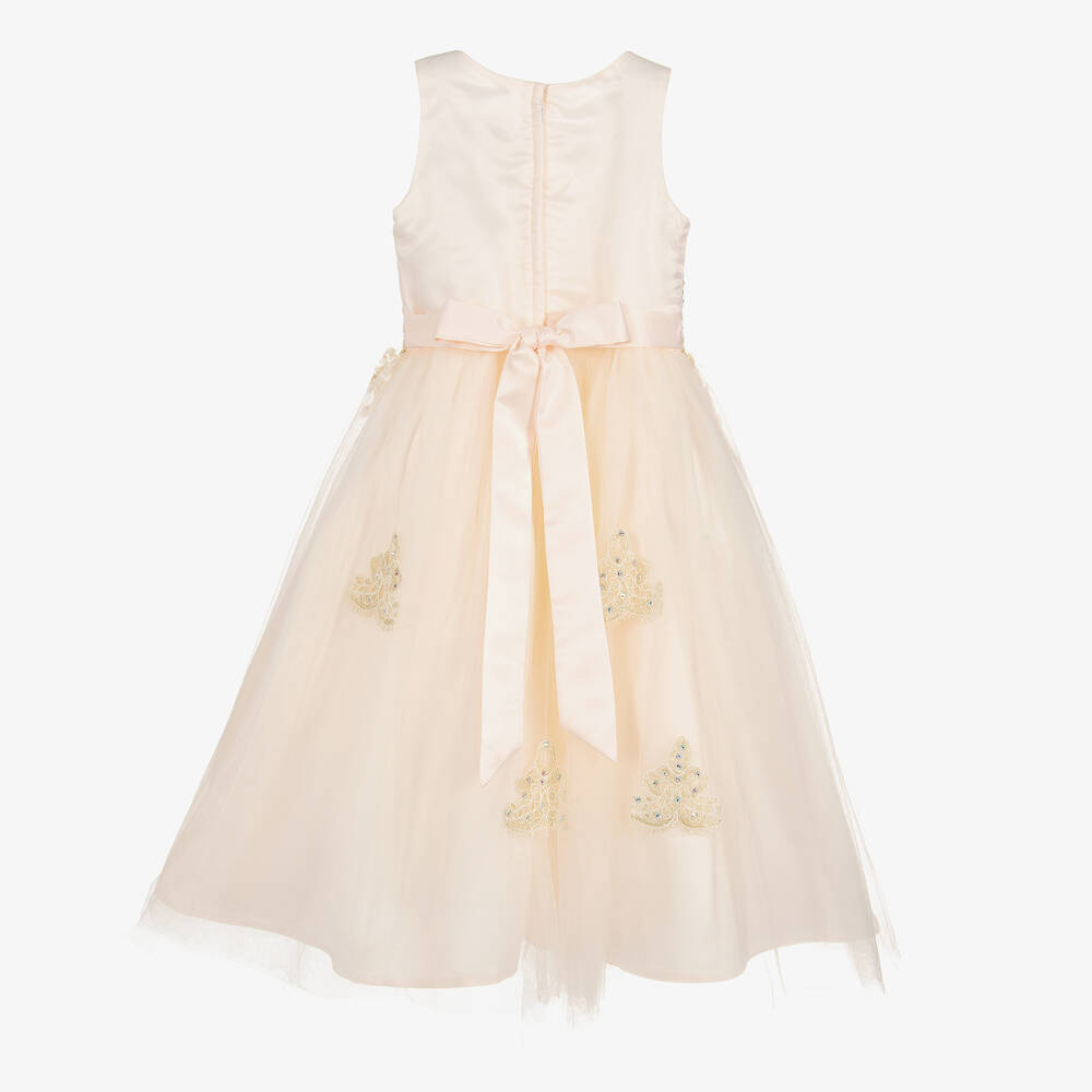 Romano Princess-فستان تول ودانتيل لون خوخي وذهبي | Childrensalon Outlet