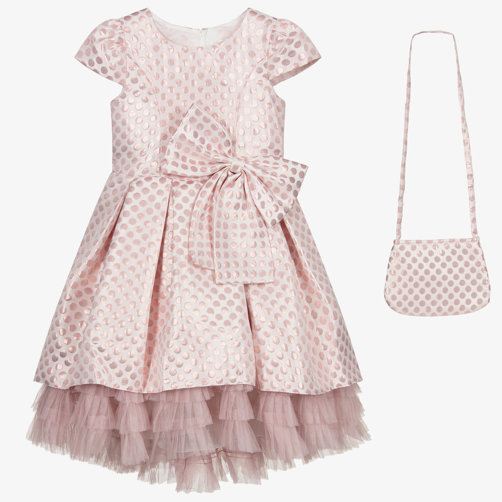 Romano Princess - Rosa gepunktetes Kleid & Tasche im Set | Childrensalon