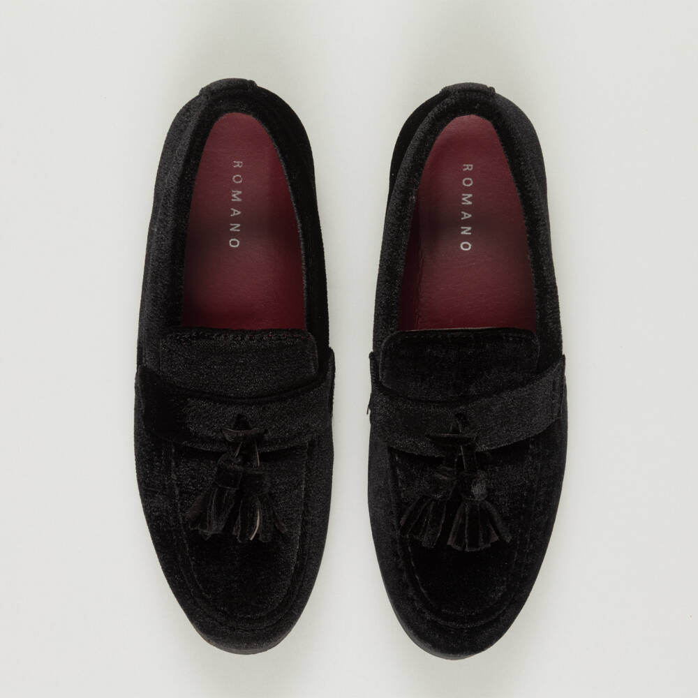 Romano-Preloved Boys Black Velvet Loafers (EU37 / UK4) | Childrensalon Outlet