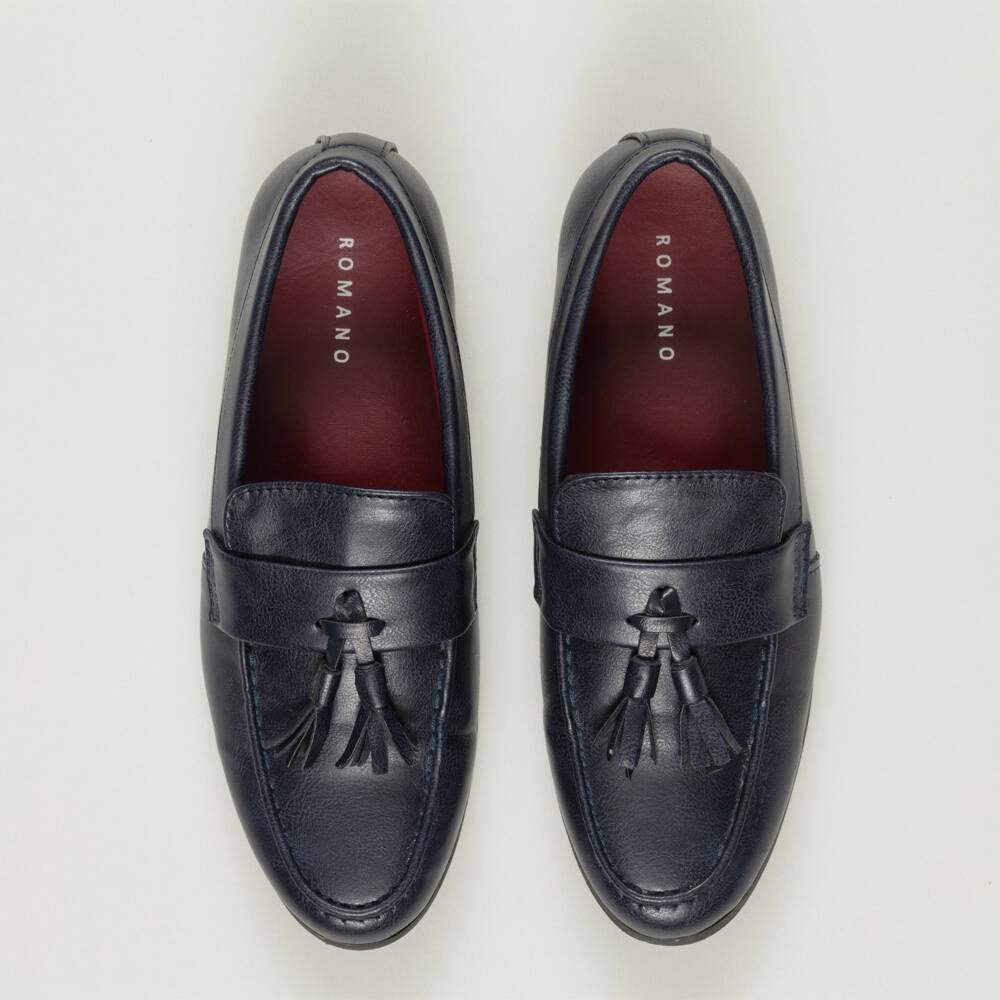 Romano-Preloved Boys Navy Blue Faux Leather Loafers (EU37 / UK4) | Childrensalon Outlet