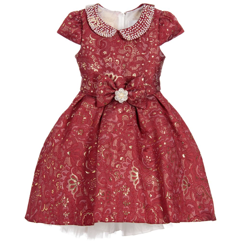 Romano Princess - Red & Gold Brocade Dress  | Childrensalon