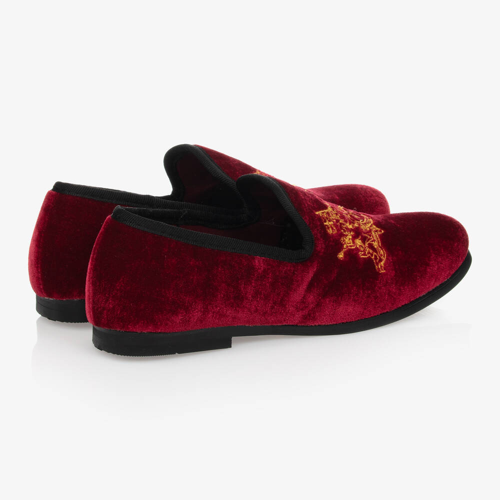 رومانو-حذاء مخمل لون أحمر و ذهبي للأولاد | Childrensalon Outlet