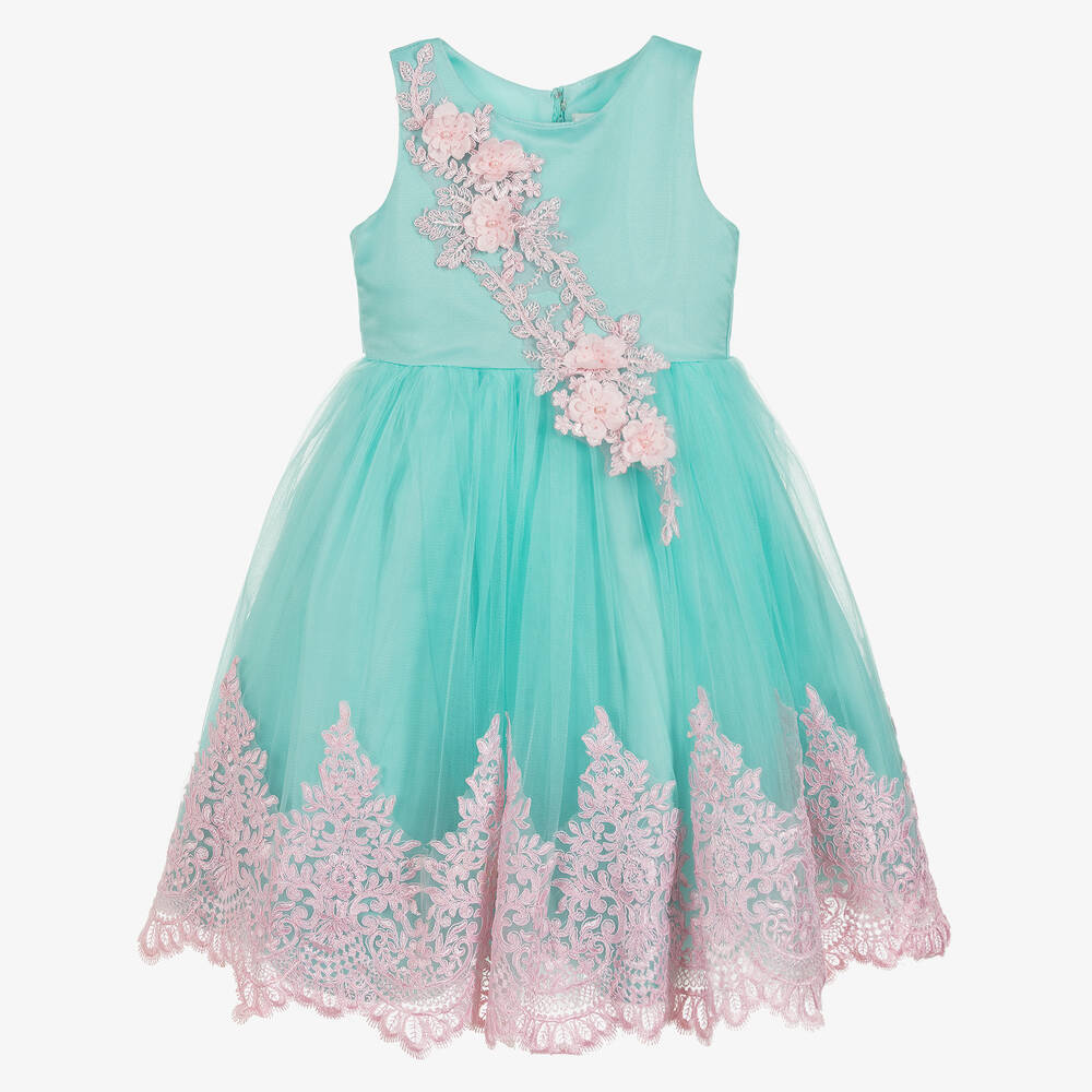 Romano Princess-Turquoise & Pink Tulle Dress | Childrensalon Outlet