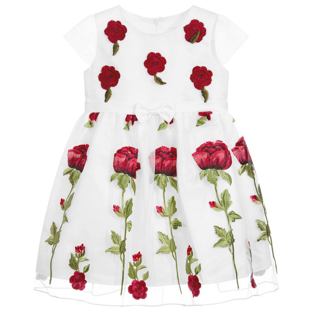Romano Princess - White Organza Red Rose Dress | Childrensalon