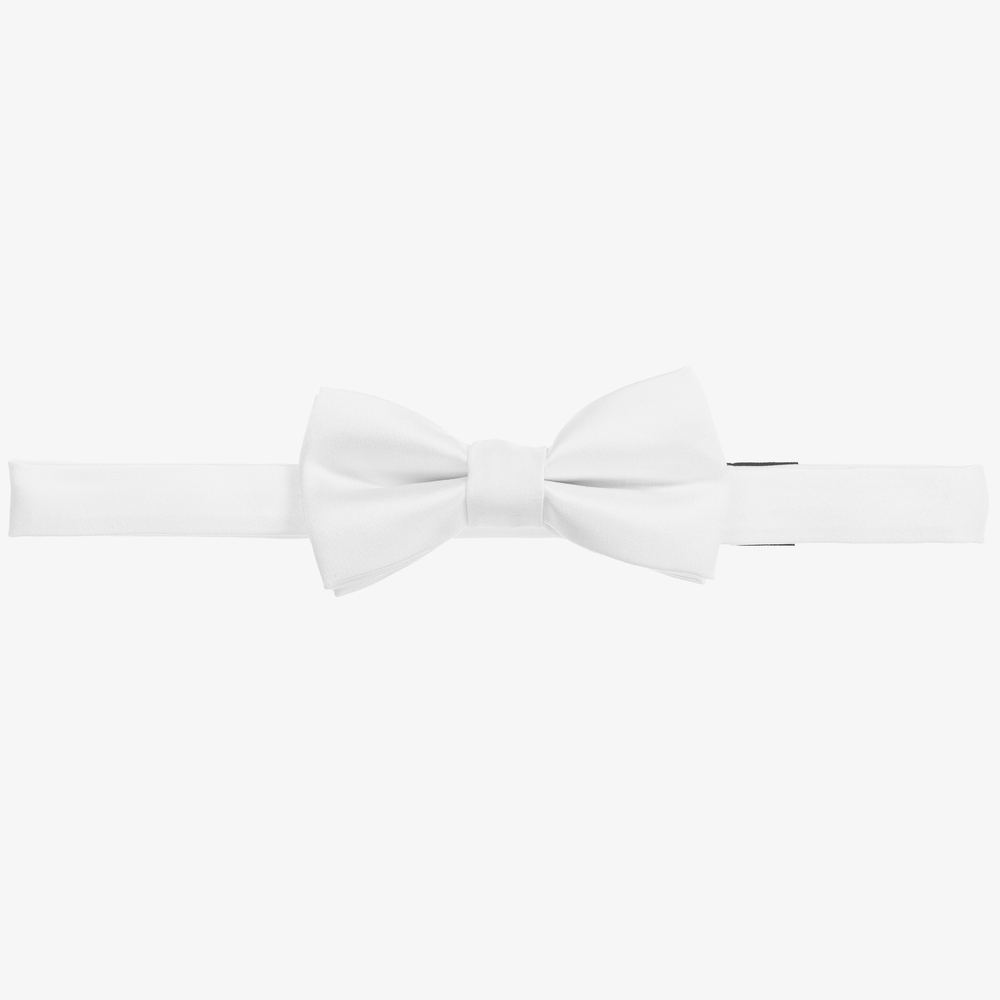 Romano - White Satin Bow Tie (10cm) | Childrensalon