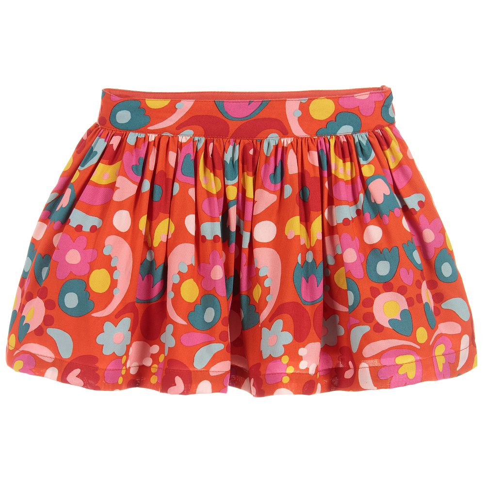Room Seven - Girls Orange Floral Skirt | Childrensalon