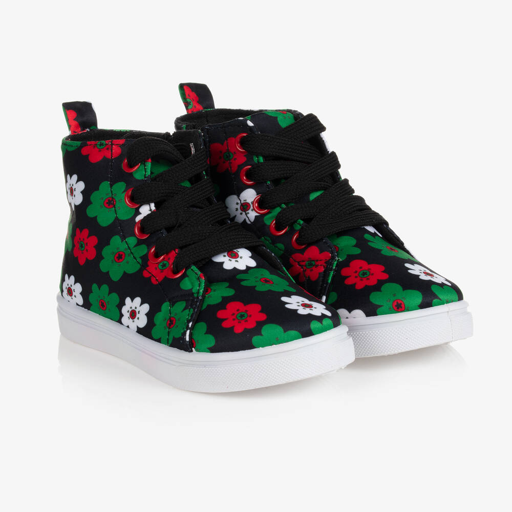 Rosalita Señoritas - Black Floral High-Top Trainers | Childrensalon