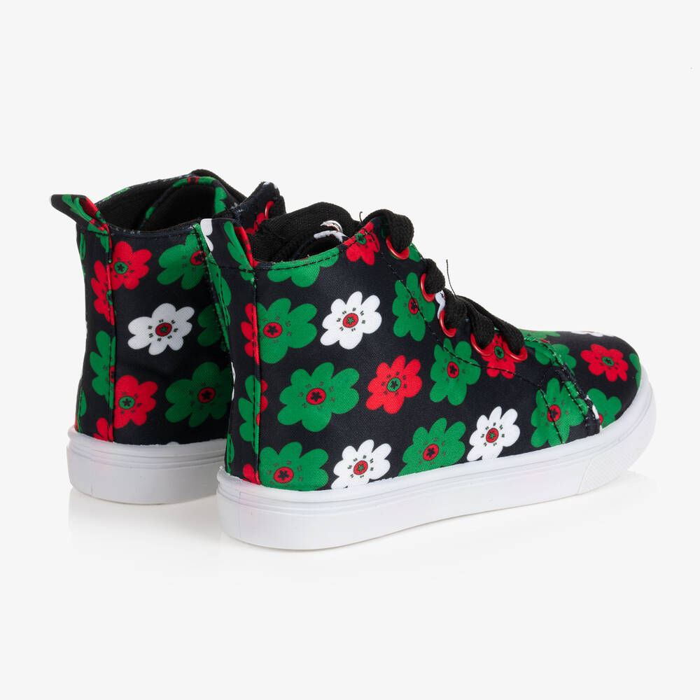 Rosalita Senoritas Black Floral High Top Trainers Childrensalon Outlet