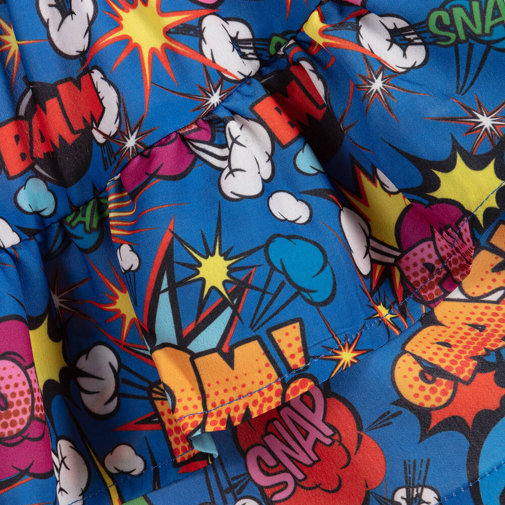 Rosalita Señoritas-Blue Comic Print Skirt  | Childrensalon Outlet