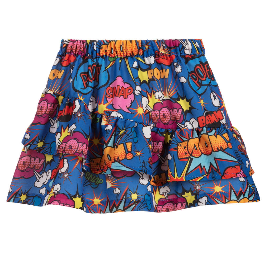 Rosalita Señoritas-Blue Comic Print Skirt  | Childrensalon Outlet