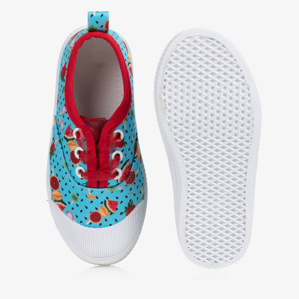 Rosalita Señoritas-Blue Fruit Canvas Trainers | Childrensalon Outlet