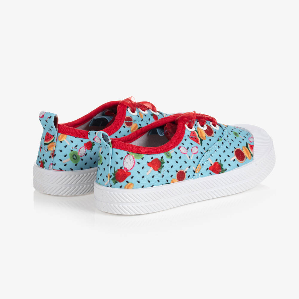 Rosalita Señoritas-Blue Fruit Canvas Trainers | Childrensalon Outlet