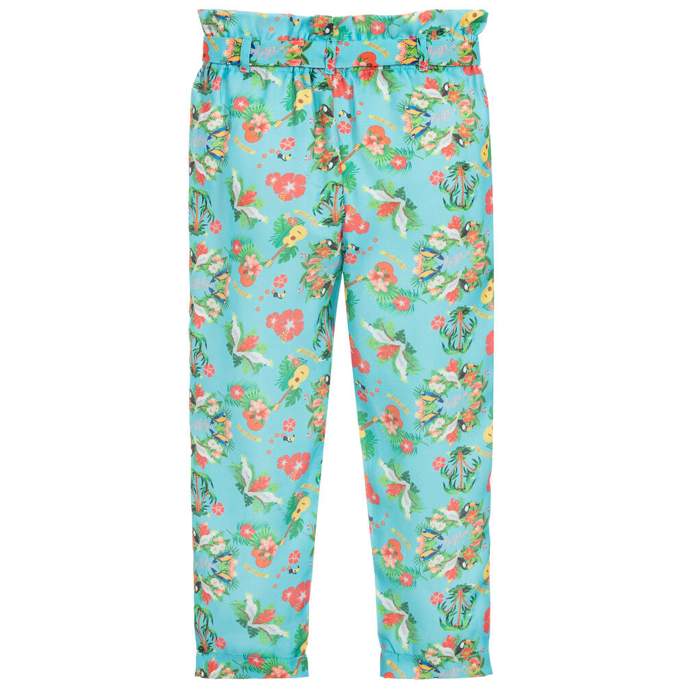Rosalita Señoritas-بنطلون لون أزرق تركواز بطبعة ملونة للبنات | Childrensalon Outlet