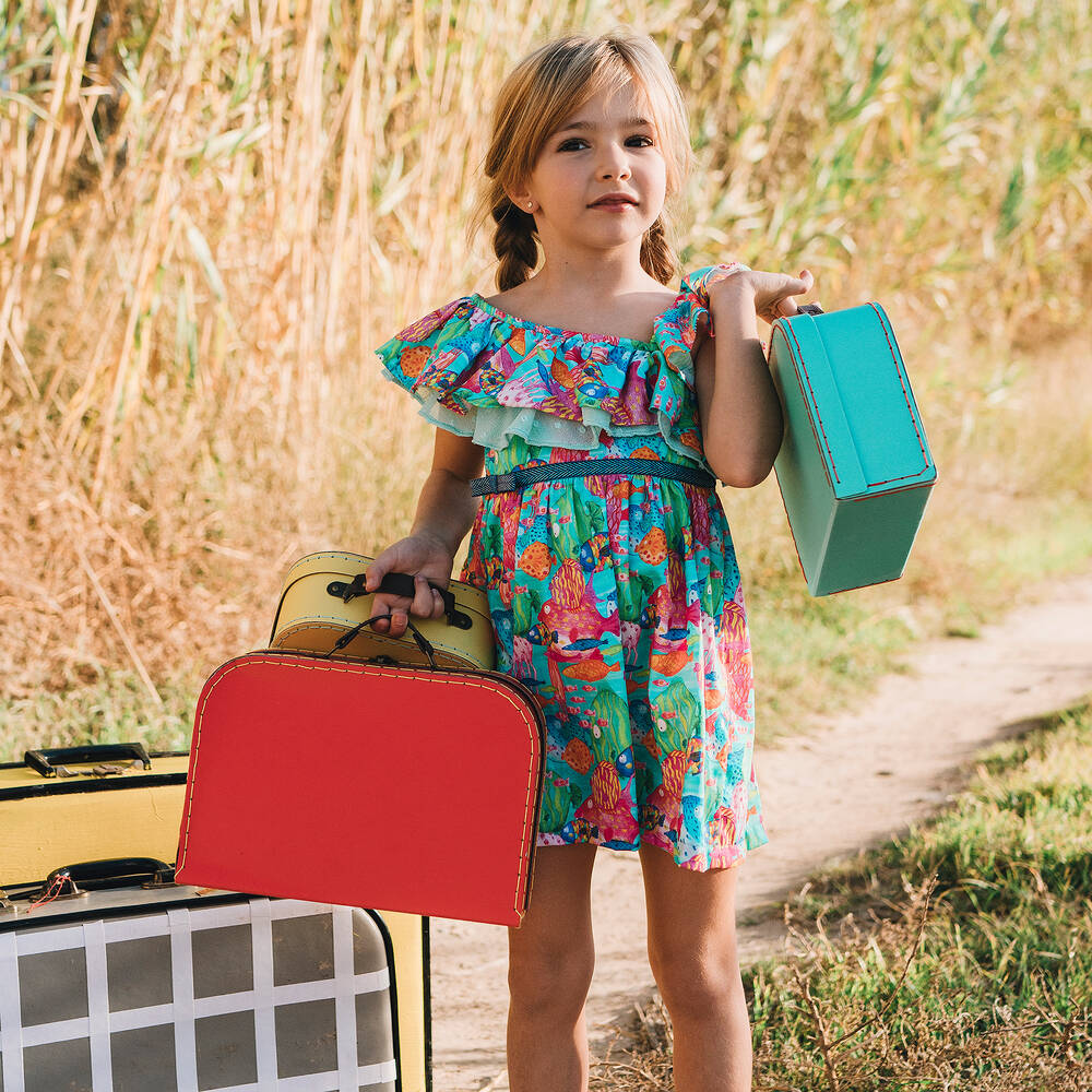 Rosalita Señoritas-Blue & Pink Cotton Fish Dress | Childrensalon Outlet