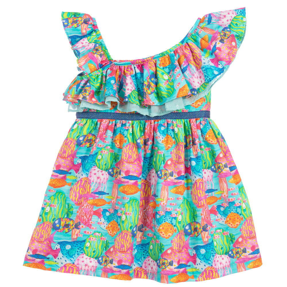 Rosalita Señoritas-Blue & Pink Cotton Fish Dress | Childrensalon Outlet