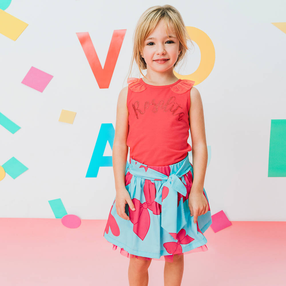Rosalita Señoritas-Blue & Pink Cotton Skirt | Childrensalon Outlet