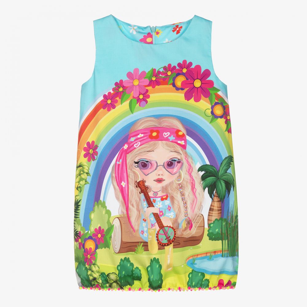 Rosalita Señoritas-Girls Blue Cotton Dress | Childrensalon Outlet