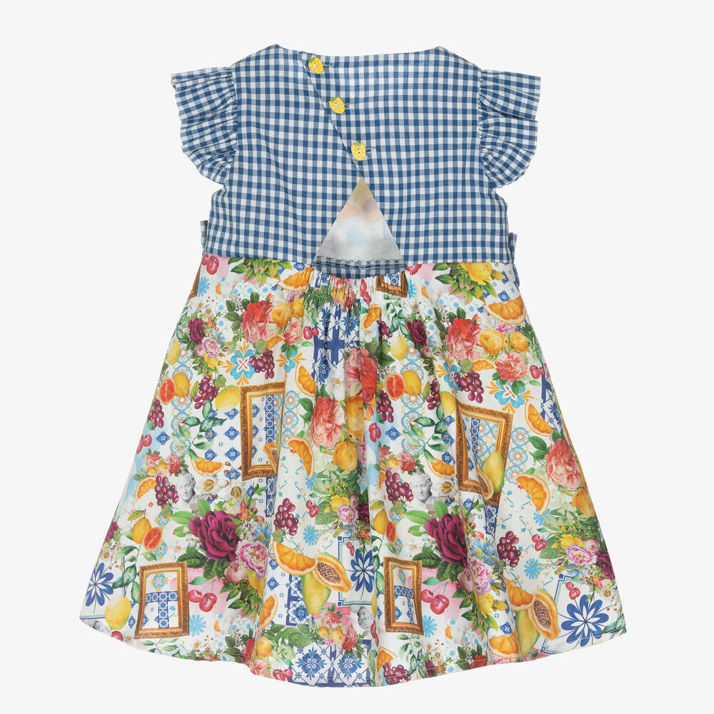 Rosalita Señoritas-فستان قطن لون أزرق بطبعة ورود | Childrensalon Outlet