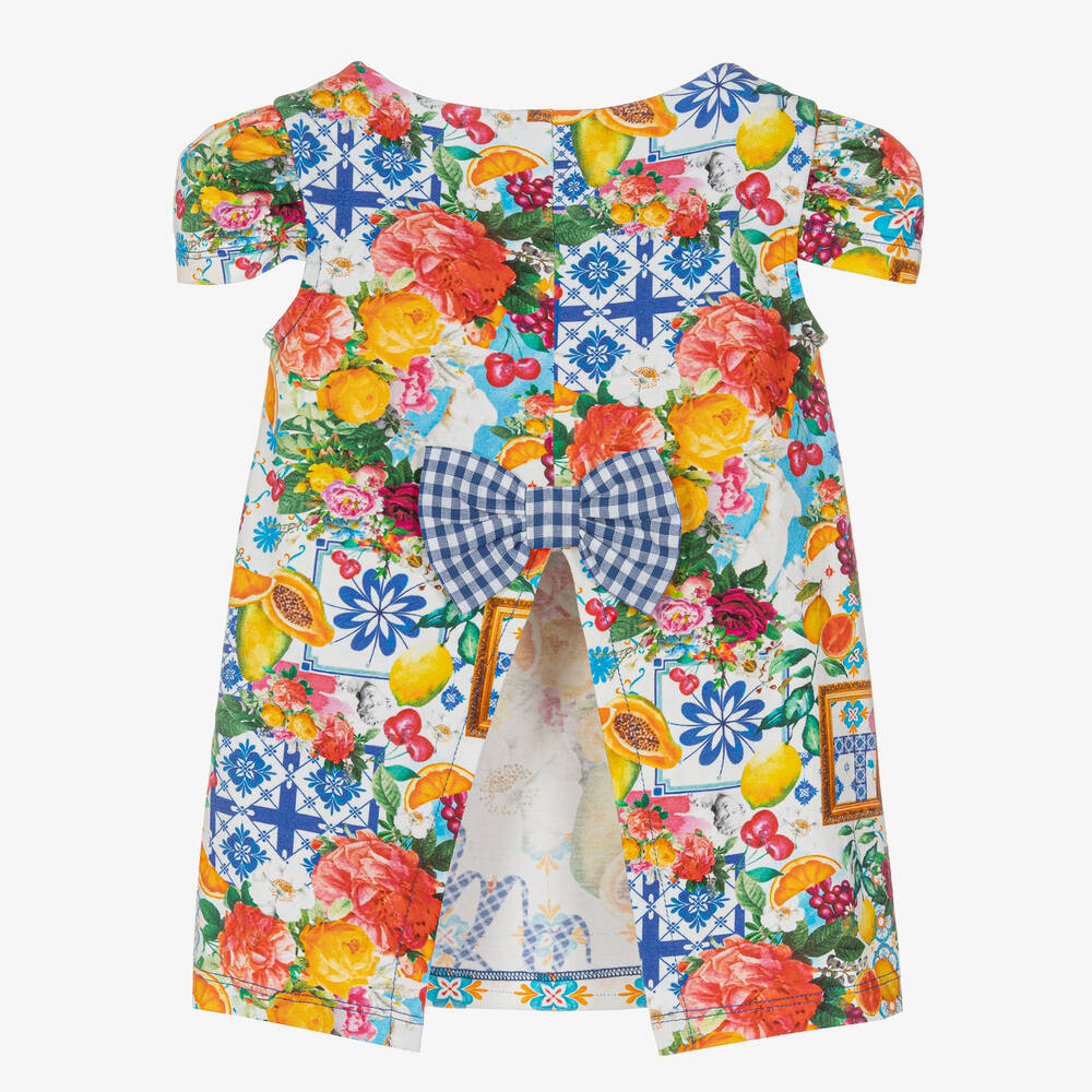 Rosalita Señoritas-Голубая хлопковая футболка с цветами и фруктами | Childrensalon Outlet