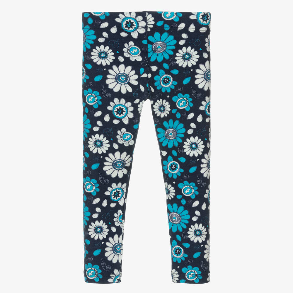 Rosalita Señoritas-Girls Blue Cotton Floral Leggings | Childrensalon Outlet