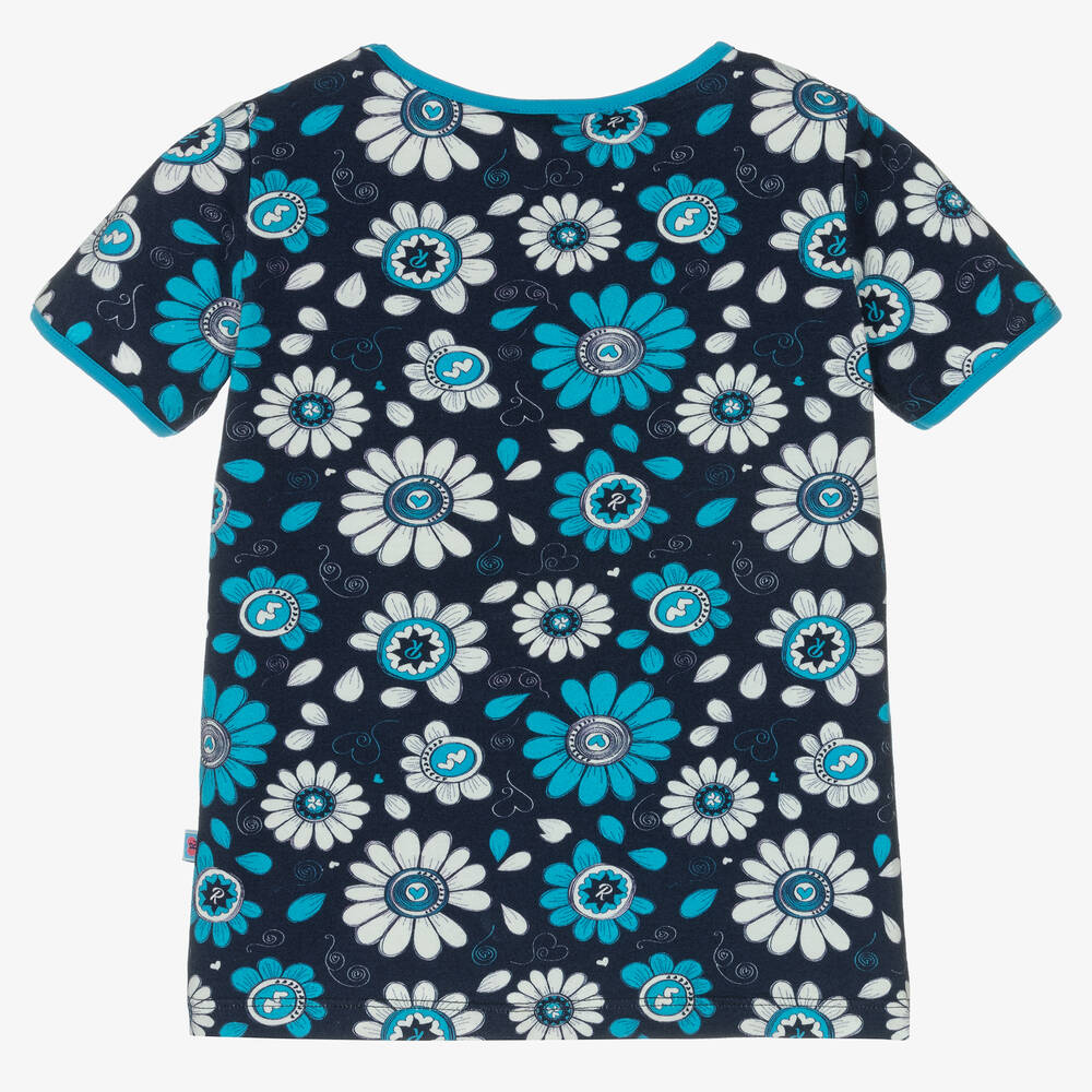 Rosalita Señoritas-Синяя хлопковая футболка с цветами | Childrensalon Outlet