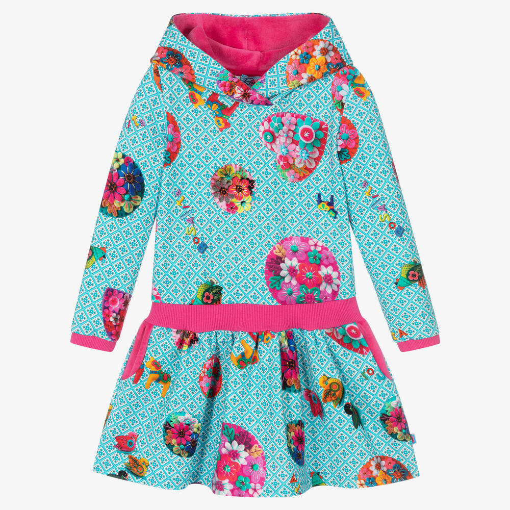 Rosalita Señoritas - Robe à capuche bleue en coton Fille | Childrensalon