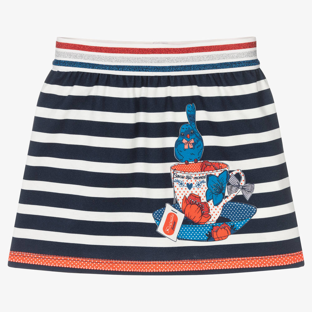 Rosalita Señoritas - Girls Blue Cotton Jersey Skirt | Childrensalon