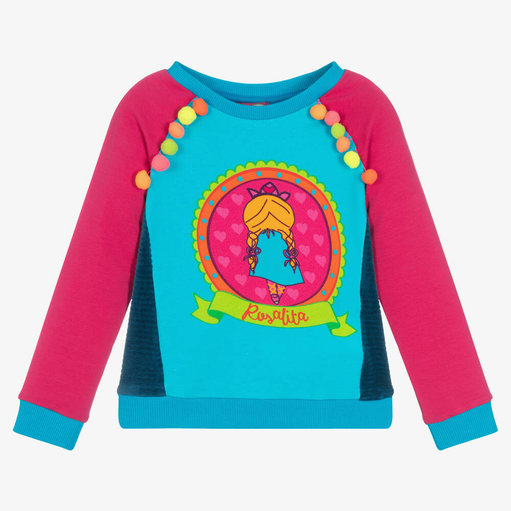 Rosalita Señoritas - Girls Blue Cotton Sweatshirt | Childrensalon