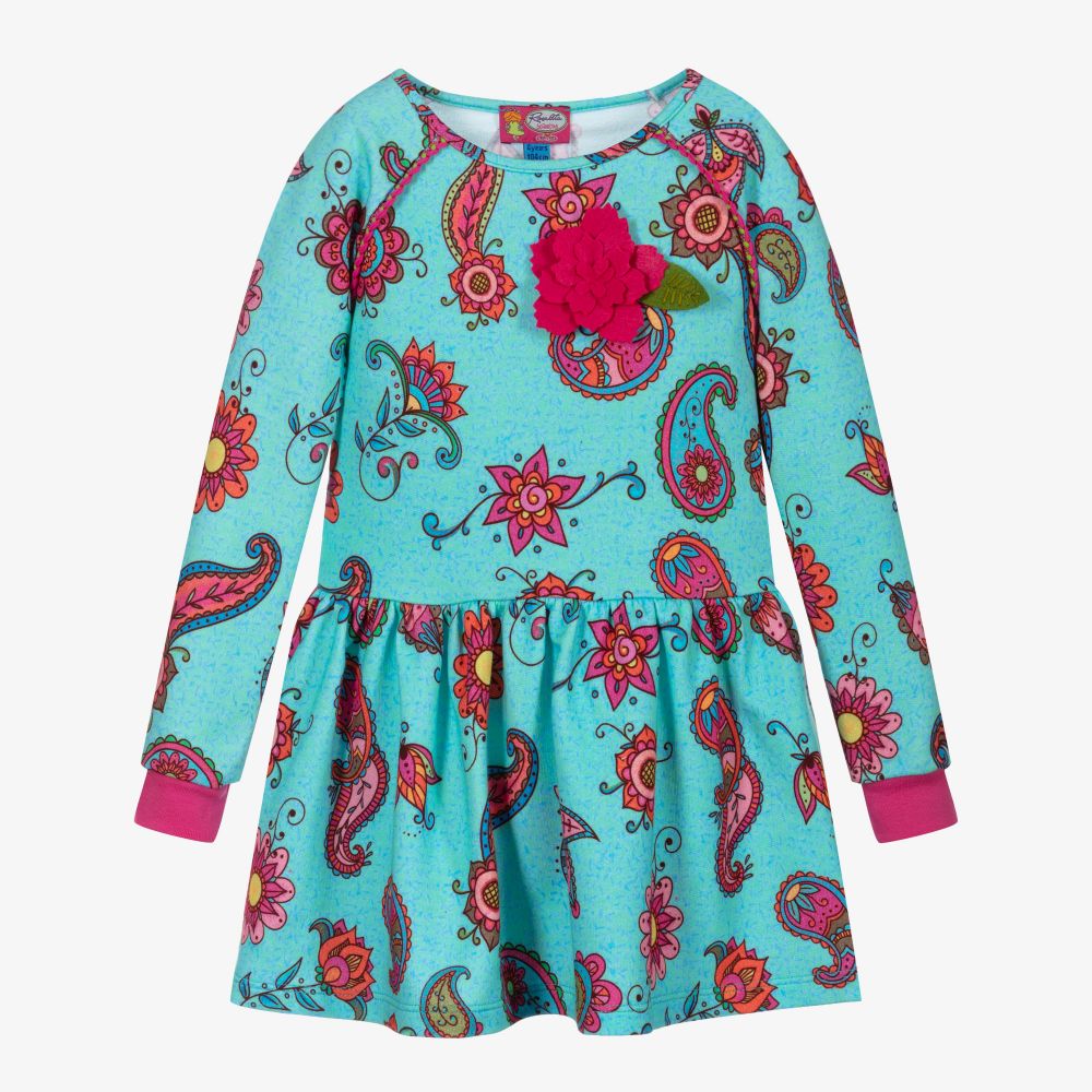 Rosalita Señoritas - Robe fleurie bleue en jersey Fille | Childrensalon
