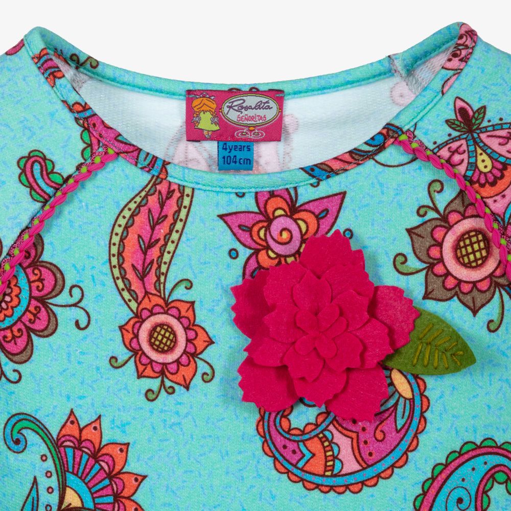 Rosalita Señoritas-Girls Blue Floral Jersey Dress | Childrensalon Outlet