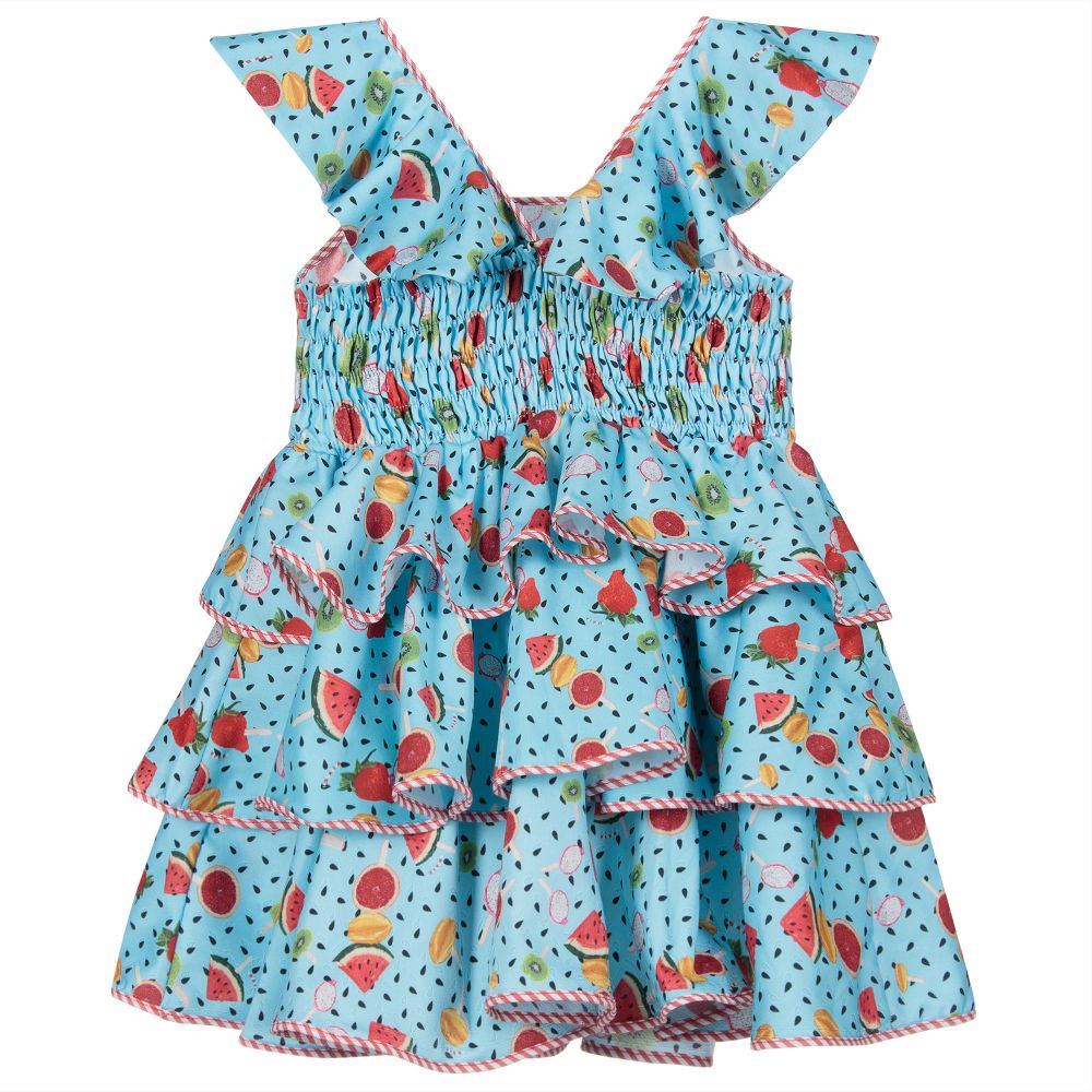 Rosalita Señoritas-Girls Blue Fruit Dress | Childrensalon Outlet